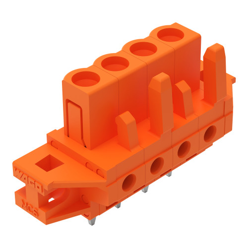 THT female header, straight, Pin spacing 5.08 mm, orange