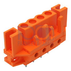 THT female header, straight, Pin spacing 5.08 mm, orange