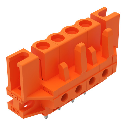 THT female header, straight, Pin spacing 5.08 mm, orange