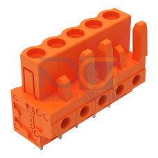 THT female header, straight, Pin spacing 5.08 mm, orange