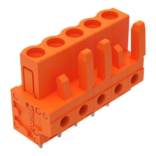 THT female header, straight, Pin spacing 5.08 mm, orange