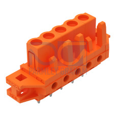 THT female header, straight, Pin spacing 5.08 mm, orange