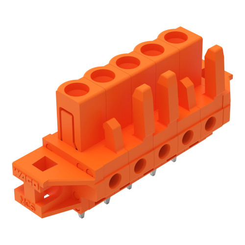 THT female header, straight, Pin spacing 5.08 mm, orange