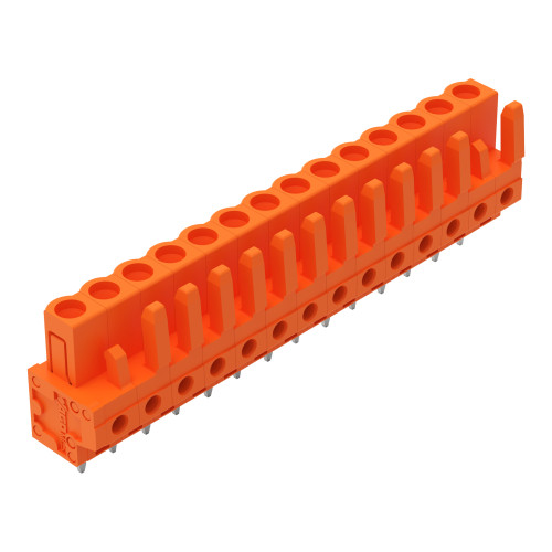 THT female header, straight, Pin spacing 5.08 mm, orange