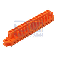 THT female header, straight, Pin spacing 5.08 mm, orange