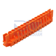 THT female header, straight, Pin spacing 5.08 mm, orange