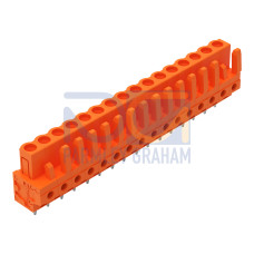 THT female header, straight, Pin spacing 5.08 mm, orange