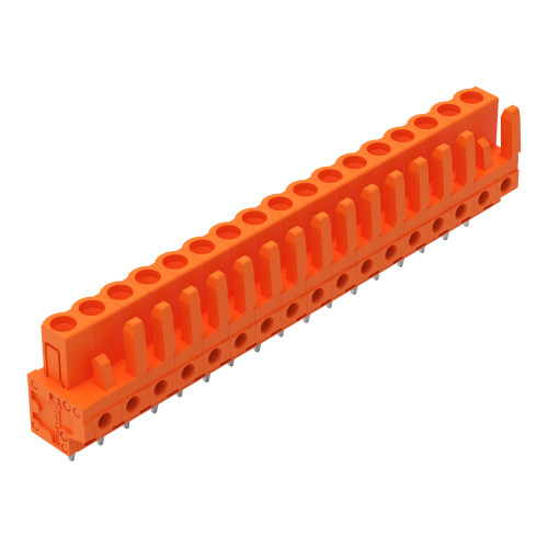 THT female header, straight, Pin spacing 5.08 mm, orange