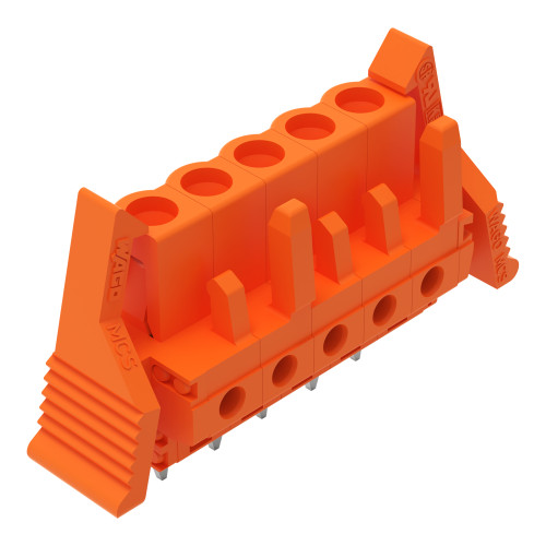 THT female header, straight, Pin spacing 5.08 mm, orange