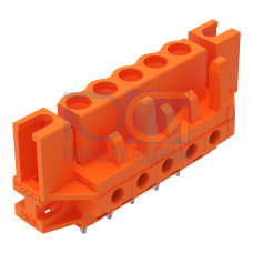 THT female header, straight, Pin spacing 5.08 mm, orange