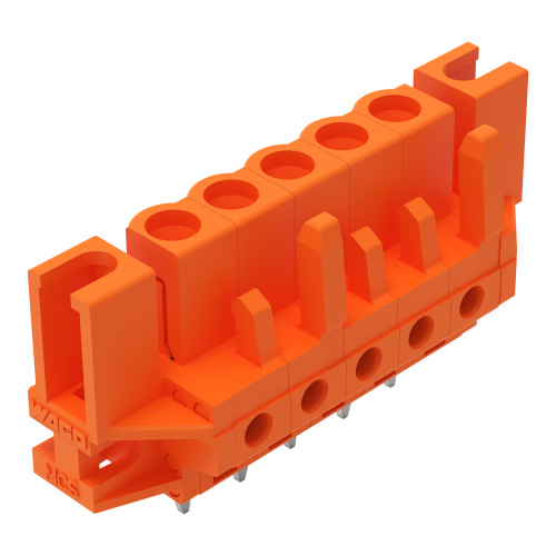 THT female header, straight, Pin spacing 5.08 mm, orange