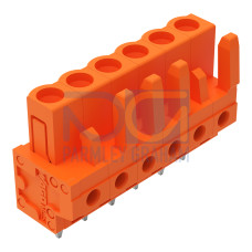 THT female header, straight, Pin spacing 5.08 mm, orange