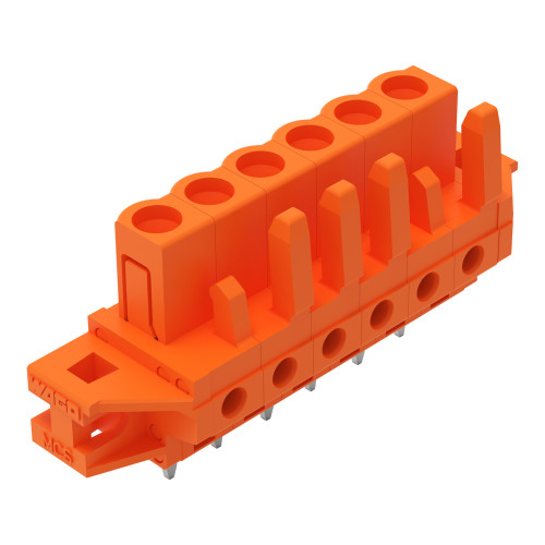 THT female header, straight, Pin spacing 5.08 mm, orange