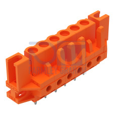 THT female header, straight, Pin spacing 5.08 mm, orange