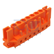 THT female header, straight, Pin spacing 5.08 mm, orange