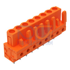 THT female header, straight, Pin spacing 5.08 mm, orange