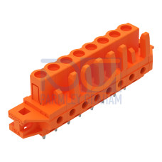 THT female header, straight, Pin spacing 5.08 mm, orange