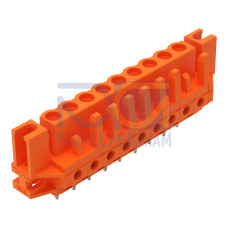 THT female header, straight, Pin spacing 5.08 mm, orange