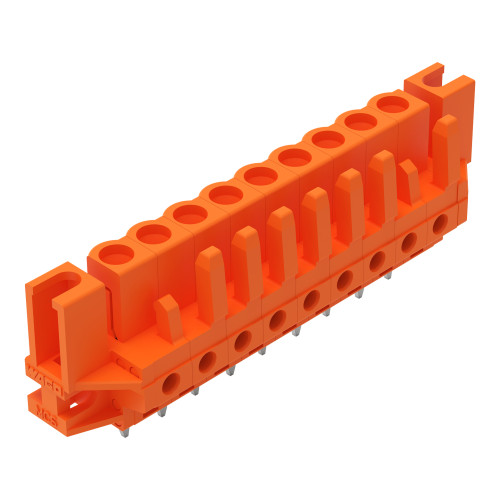 THT female header, straight, Pin spacing 5.08 mm, orange