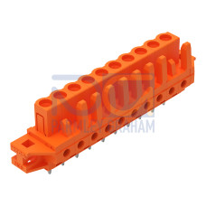 THT female header, straight, Pin spacing 5.08 mm, orange