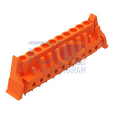THT female header, straight, Pin spacing 5.08 mm, orange