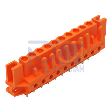 THT female header, straight, Pin spacing 5.08 mm, orange