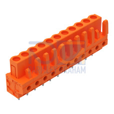 THT female header, straight, Pin spacing 5.08 mm, orange