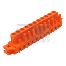 THT female header, straight, Pin spacing 5.08 mm, orange