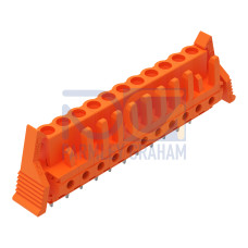 THT female header, straight, Pin spacing 5.08 mm, orange