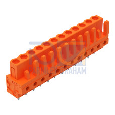 THT female header, straight, Pin spacing 5.08 mm, orange