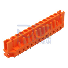 THT female header, straight, Pin spacing 5.08 mm, orange