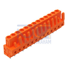 THT female header, straight, Pin spacing 5.08 mm, orange