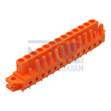 THT female header, straight, Pin spacing 5.08 mm, orange