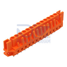 THT female header, straight, Pin spacing 5.08 mm, orange