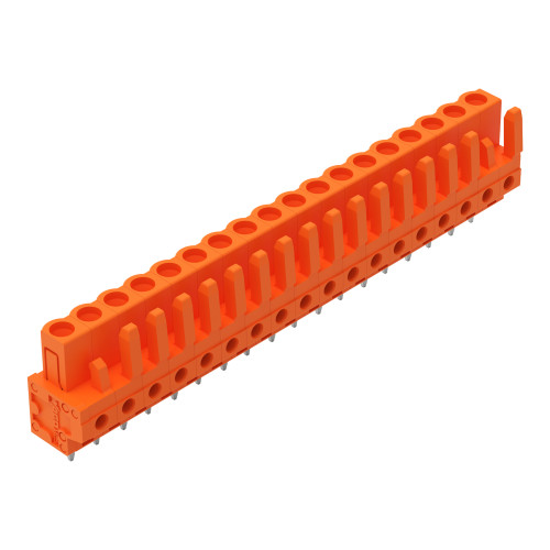 THT female header, straight, Pin spacing 5.08 mm, orange
