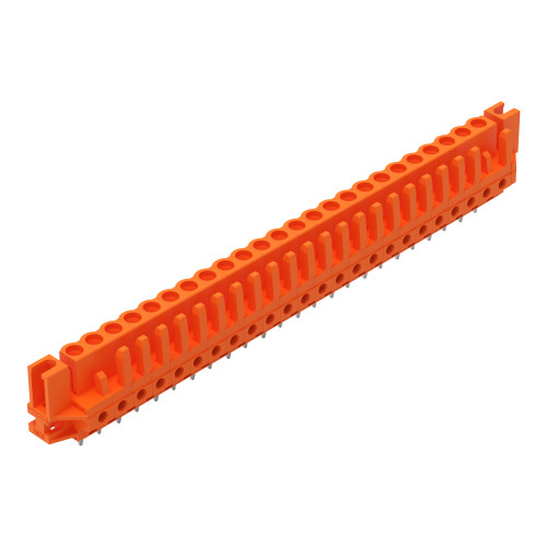 THT female header, straight, Pin spacing 5.08 mm, orange