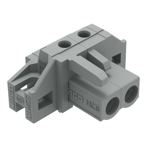 THT female header, angled, Pin spacing 5 mm, gray