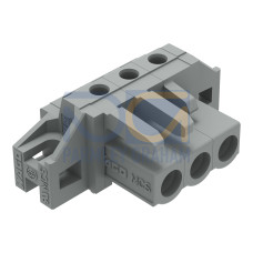 THT female header, angled, Pin spacing 5 mm, gray