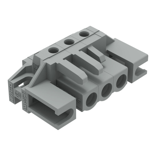 THT female header, angled, Pin spacing 5 mm, gray