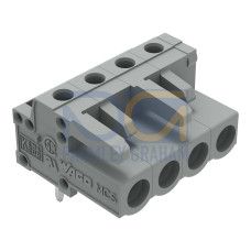 THT female header, angled, Pin spacing 5 mm, gray