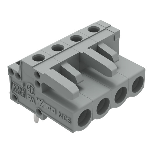 THT female header, angled, Pin spacing 5 mm, gray