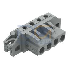 THT female header, angled, Pin spacing 5 mm, gray