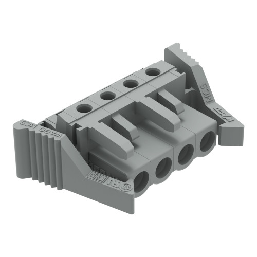 THT female header, angled, Pin spacing 5 mm, gray