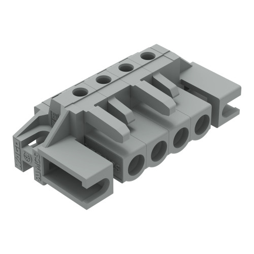 THT female header, angled, Pin spacing 5 mm, gray