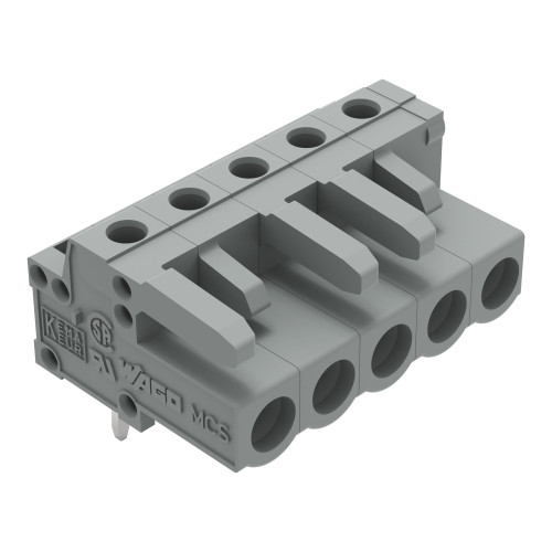 THT female header, angled, Pin spacing 5 mm, gray