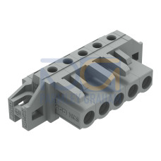 THT female header, angled, Pin spacing 5 mm, gray