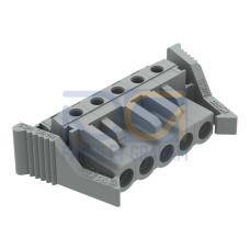 THT female header, angled, Pin spacing 5 mm, gray