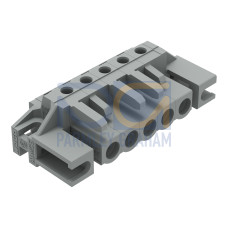 THT female header, angled, Pin spacing 5 mm, gray