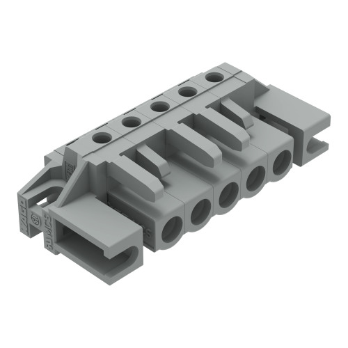 THT female header, angled, Pin spacing 5 mm, gray