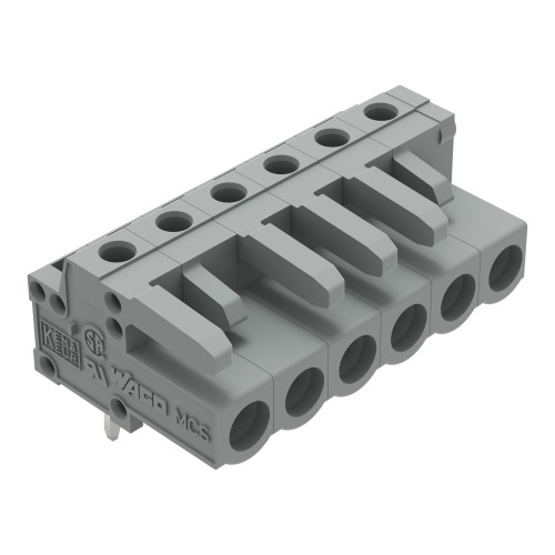 THT female header, angled, Pin spacing 5 mm, gray